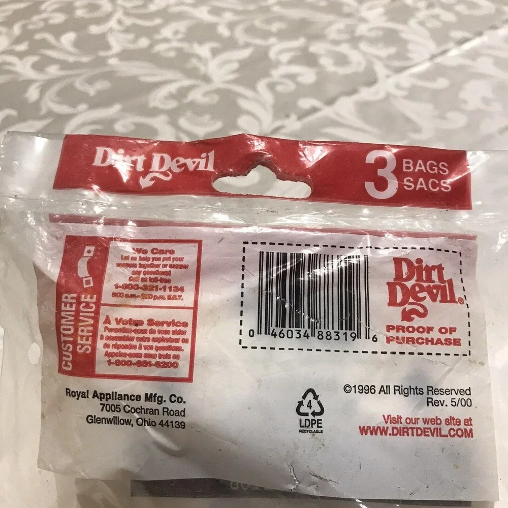 Dirt Devil Type U Vacuum Bags (3-Pack), 3920047001 Sealed Bag‎